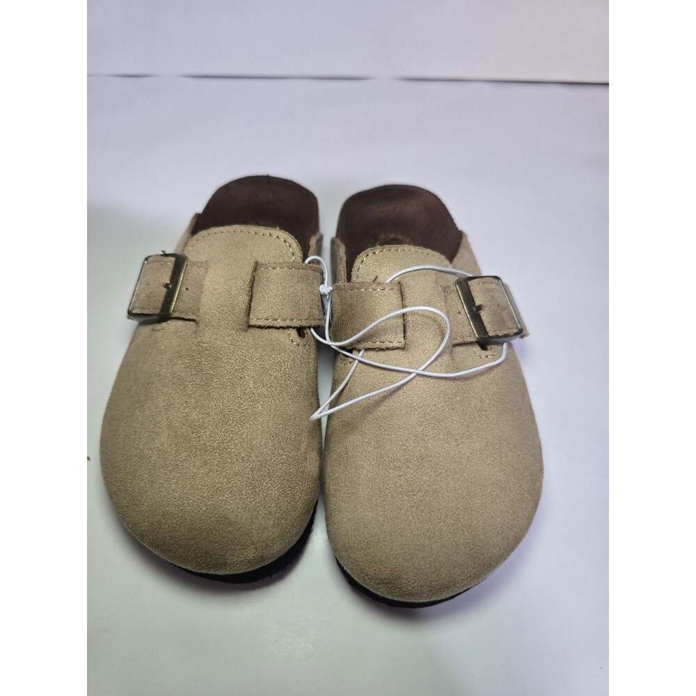 White Mountain Kids Size 11 Taupe Buckle Clog Mule Shoes Comfort Slip On EUC